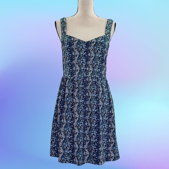 BEBOP Black Blue Floral A-Line Sleeveless Dress - Picture 12 of 12